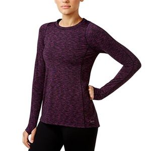 Calvin Klein L Performance Pleated-back top Long sleeve Violet and Black NWT